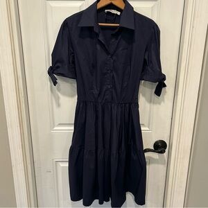 VINEYARD VINES Women’s Tie Sleeve Cotton Dress,  Color deep bay, Size Small